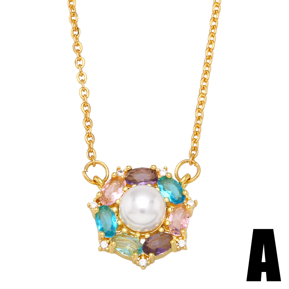 Fashion Heart Shape Copper Pendant Necklace Inlay Zircon Copper Necklaces