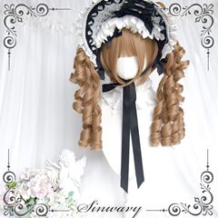 Siwanjia-Lolita レトロリネンゴールド古代エレガントローマンカーリービッグダブルポニーテールウィッグ- | Qianlai Pai |