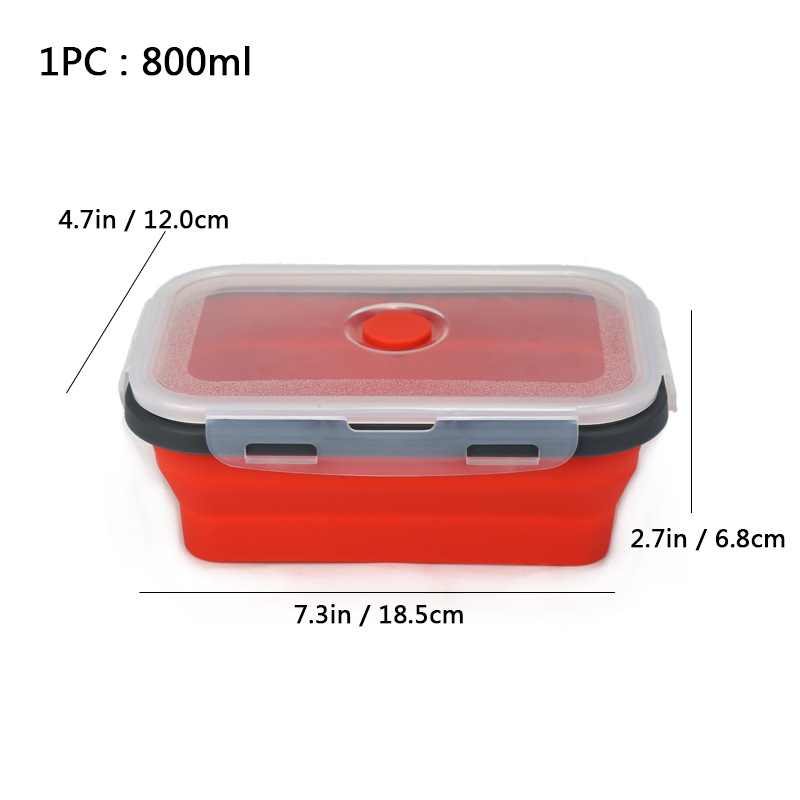 Caja de almuerzo de silicona al aire libre caja de almuerzo de silicona plegable refrigerador más nítido almuerzo portátil caja de almuerzo retráctil