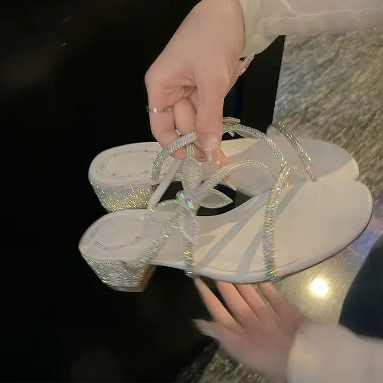 Summer fashionable slippers with bow, 2023, thin strap