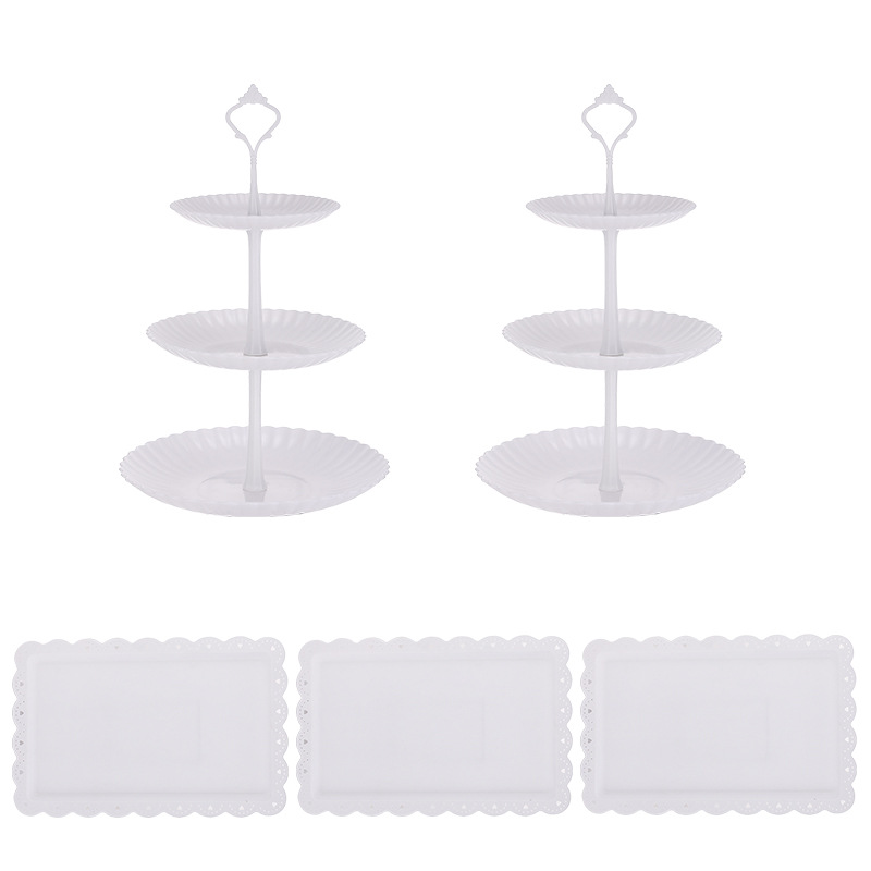Estilo europeo de 3 capas plato de fruta té de la tarde bandeja de postre soporte de exhibición mesa de postre soporte de pastel mesa de combinación de pastel