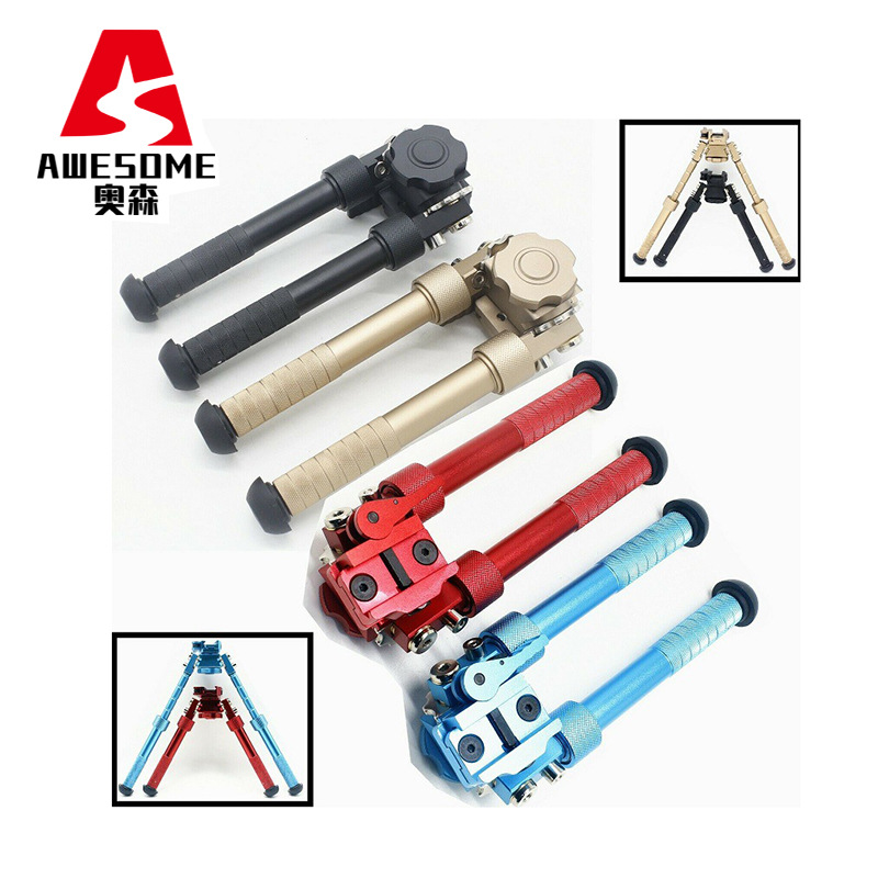 工厂跨境 360度旋转V8黑沙金属战术两脚架 可收缩支架airsoft配件