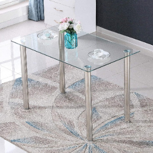 Mesa de comedor de explosión transfronteriza moderna y simple mesa de comedor de vidrio temperado rectangular mesa de comedor de vidrio image 1