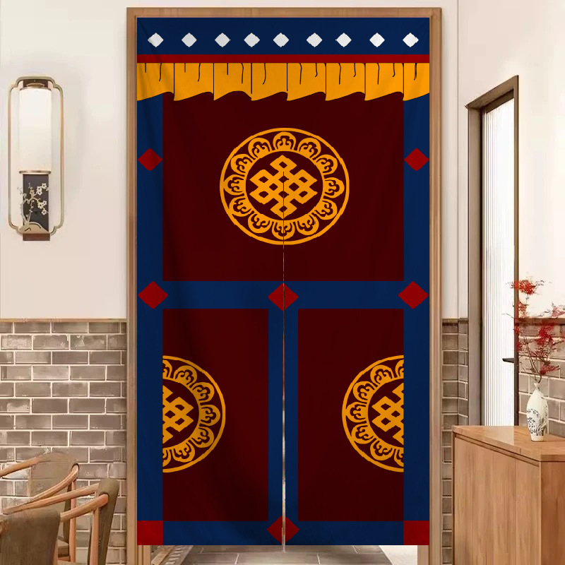 Xizang-style Door Curtain Auspicious Babao Living Room Kitchen Partition Bathroom Xizang Ethnic Household Half-curtain Shelter Hole-free