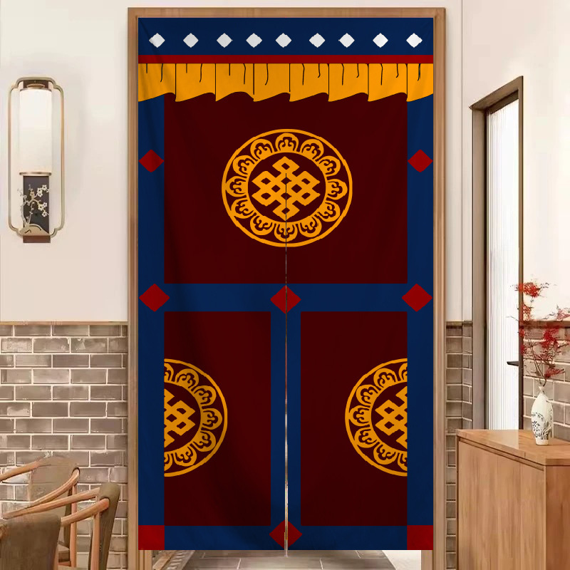 Xizang-style Door Curtain Auspicious Babao Living Room Kitchen Partition Bathroom Xizang Ethnic Household Half-curtain Shelter Hole-free