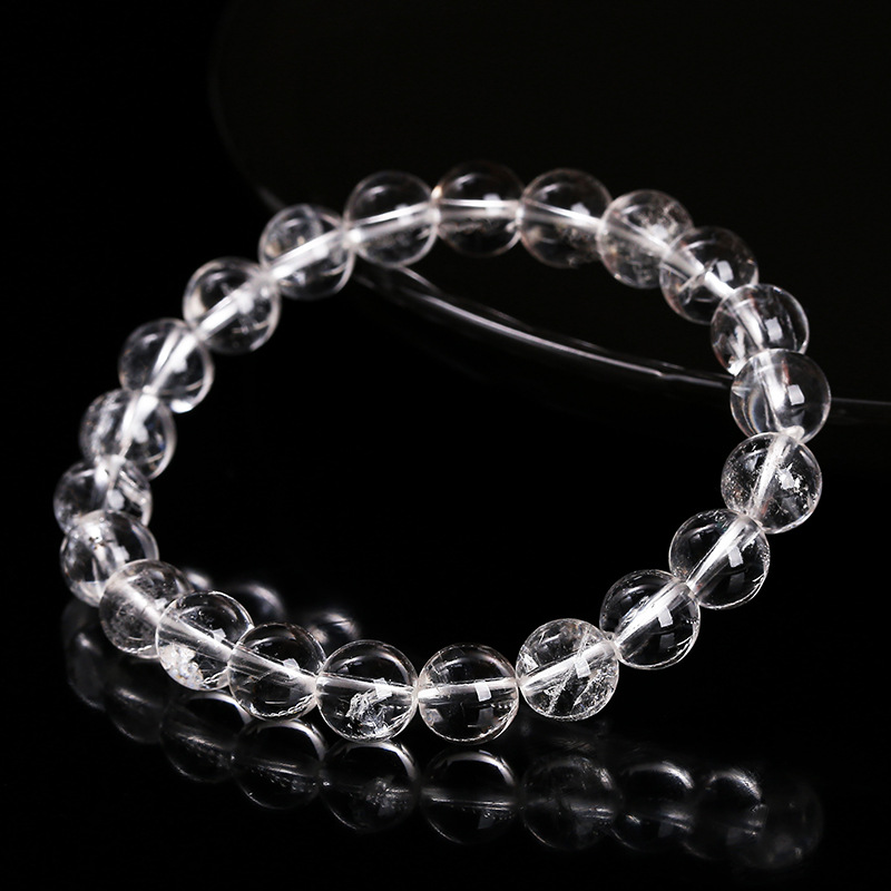jingzhou jewelry 5a natural white crystal bracelet stylish simple and versatile men‘s and women‘s round beads gift bracelet wholesale