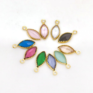 Foreign Trade Hot Selling Copper Inlaid Zircon Tooth Table Single Hanging Colorfulful Horse Eye Pendant DIY Bracelet Anklet Jewelry Accessories Wholesale
