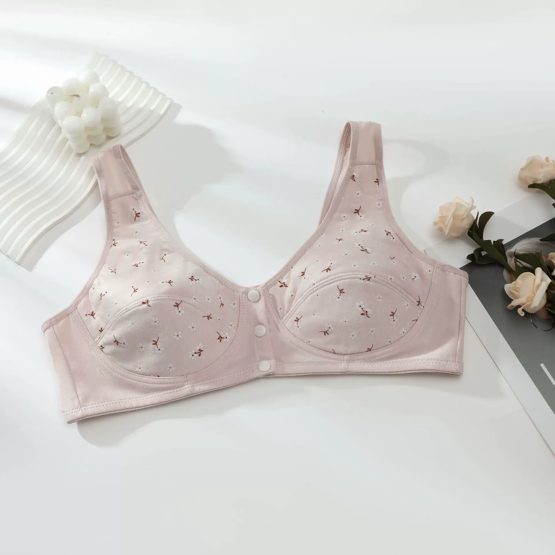 Толстый мм среднего и пожилого возраста тонкий хлопковый бюстгальтер без стального кольца