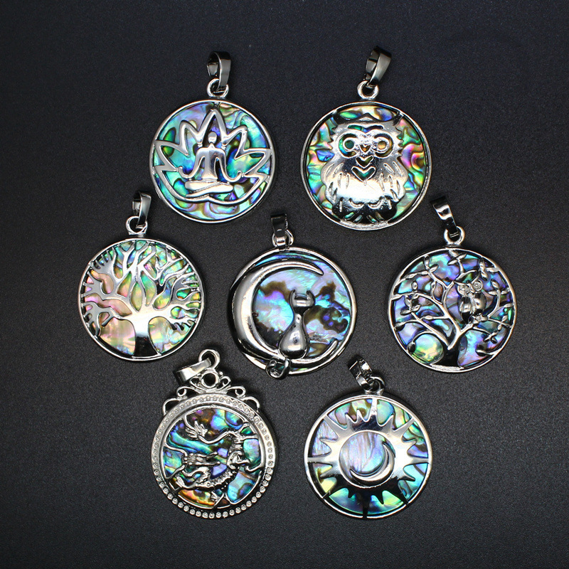 Cross-border shell jewelry wholesale ins style natural New Zealand abalone shell pendant sun moon yoga necklace