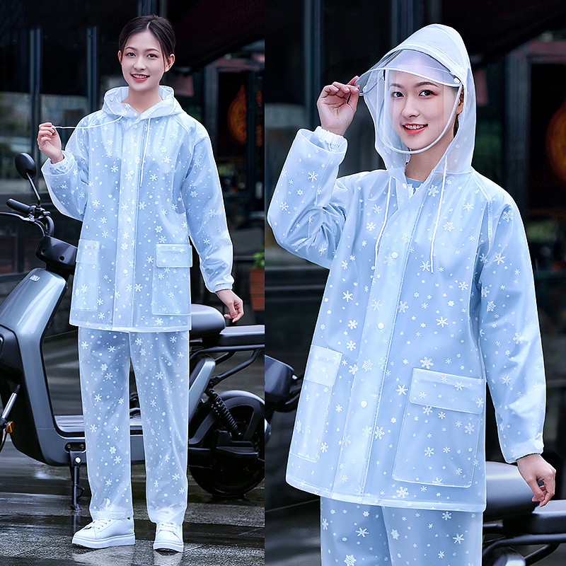 비옷 비 바지 세트 여성의 두꺼운 쪼개진 몸 폭풍우 보호 성인 남성 전기 자동차 통합 빠른 건조 현실