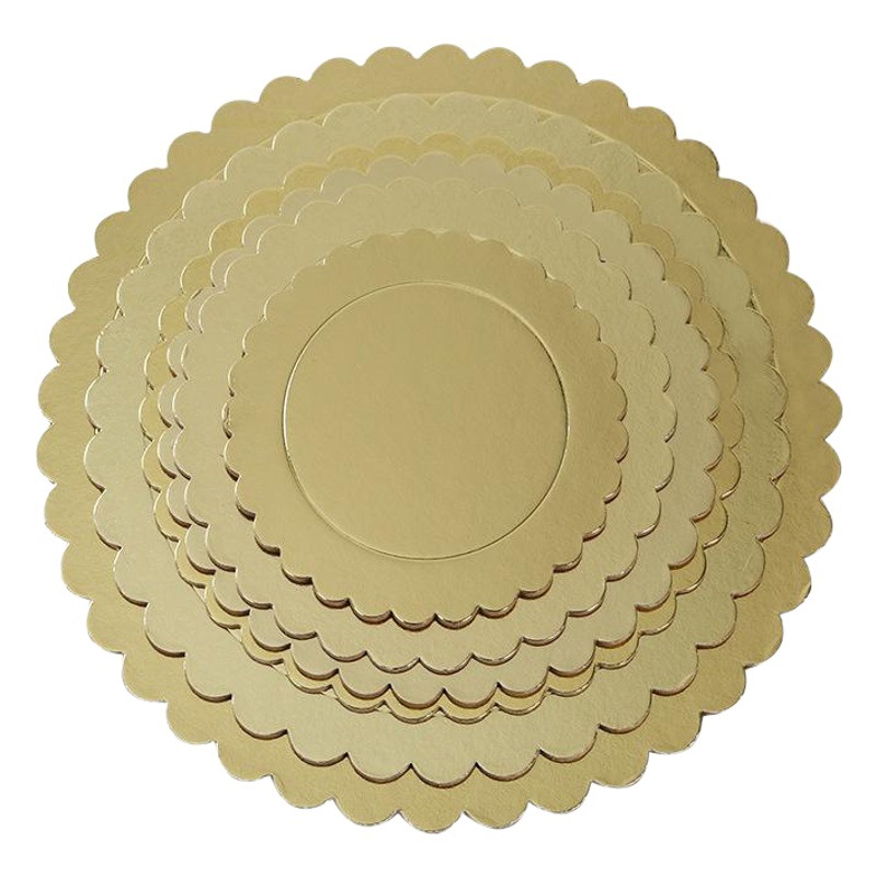 Rosa mousse pad bandeja de papel de la torta de encaje engrosada soporte de fondo redondo cuadrado pastel de papel pad oro plata bandeja
