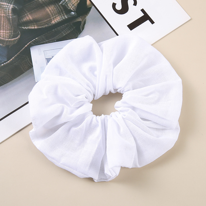 흰색 순면 대형 머리끈 직경 15cm