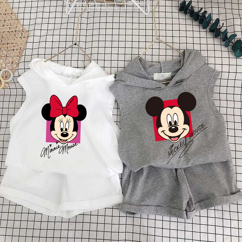 Children's Suit Girls' Shorts Two-Piece Boys' Hooded Vest Baby's Summer Clothes Children's Korean Children's Clothing