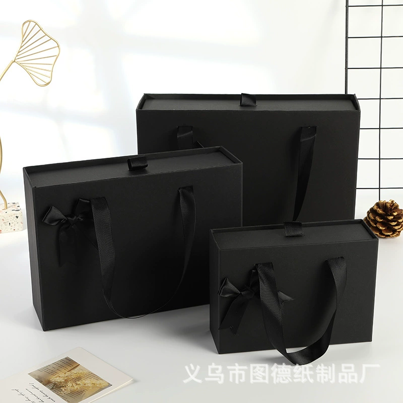 Черный подарок handbox помада Косметика большой подарочной коробке лук ящик коробка изысканный тянуть бумажная коробка