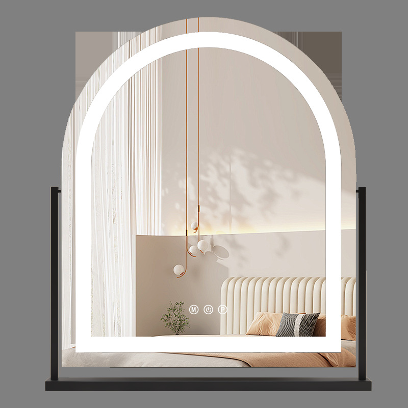 Fábrica directa transfronteriza red roja luz espejo de maquillaje de brillo para estudiantes de dormitorio de ventana espejo portátil de escritorio