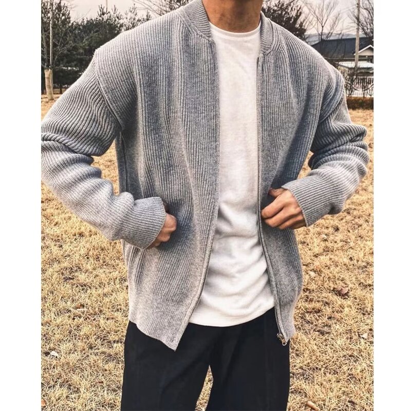 Knitted cardigan men's thin sweater coat business autumn men's clothing men's spring and autumn 2024 new trend