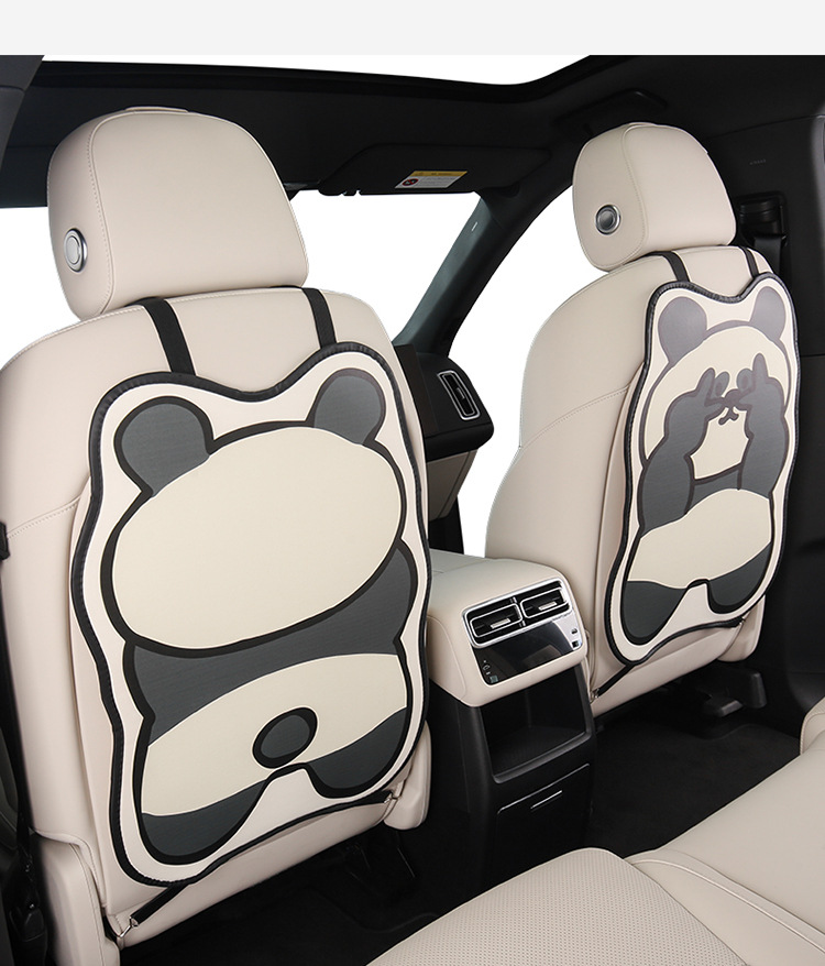 Cute Panda Cartoon Car Seat Back Anti-Kick Pad for Women, Car Seat Anti-Dirt Pad, Rear Seat Protector