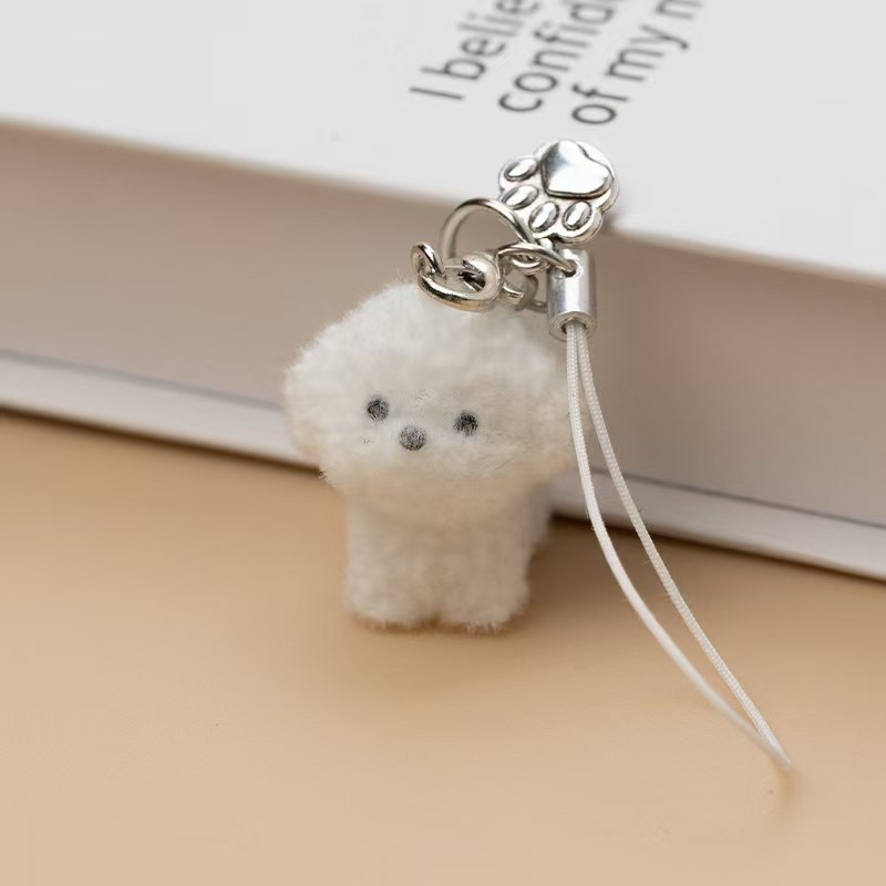 Mini Bunny Keychain Cartoon Doll Flocking Puppy Pendant DIY Accessories Mobile Phone Chain Bag Pendant