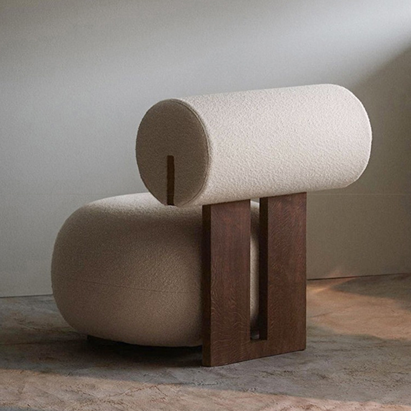 Nordic sofá silla moderna Luz de lujo estilo crema sala de estar perezoso de lana de cordero hipopótamo silla sola Silla de ocio