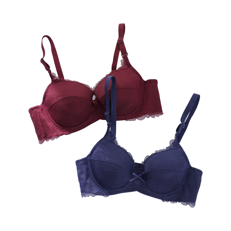 Fábrica de Shantou punto ajustable tipo de bra de mujer ligero y delgado con anillo de acero de soporte para juntar ropa interior de bra anti-caída