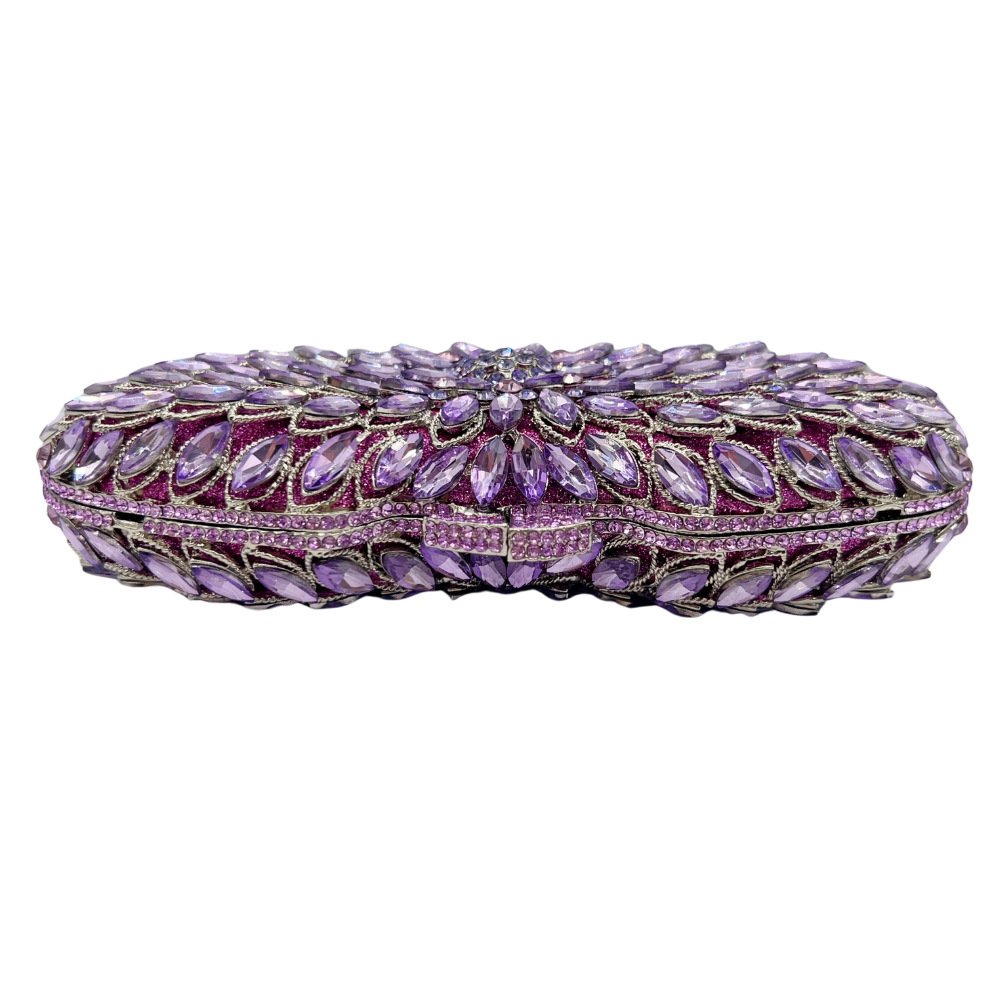 Túi clutch nữ đính kim cương hoa violet dự tiệc — Hoa violet chi tiết 2
