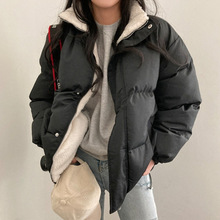 韩国东大门冬季新款双面穿立领棉服抓绒保暖面包服女