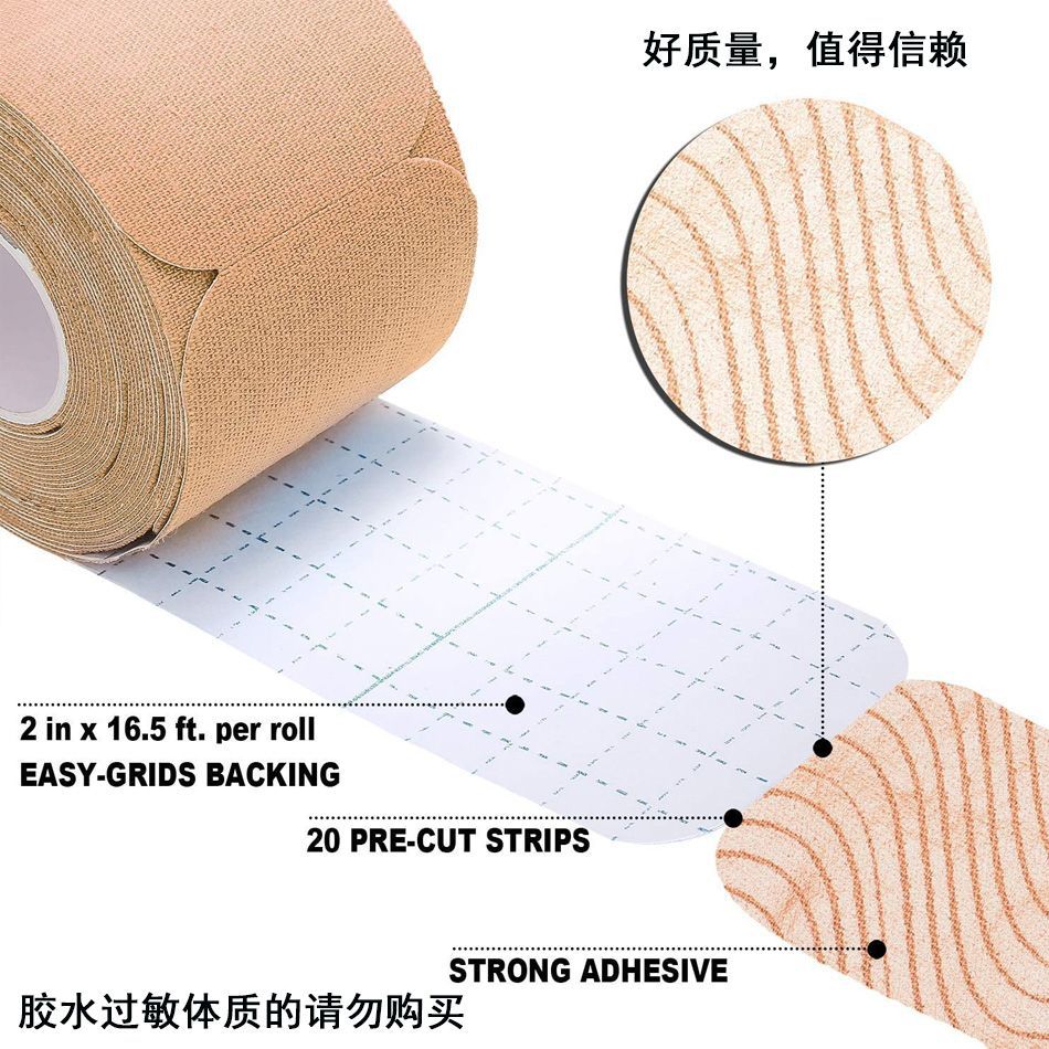 Adhesivo muscular pre-cortado adhesivo muscular deportivo rodilla vendaje adhesivo de efecto intramuscular para atleta tensión muscular adhesivo pre-cortado