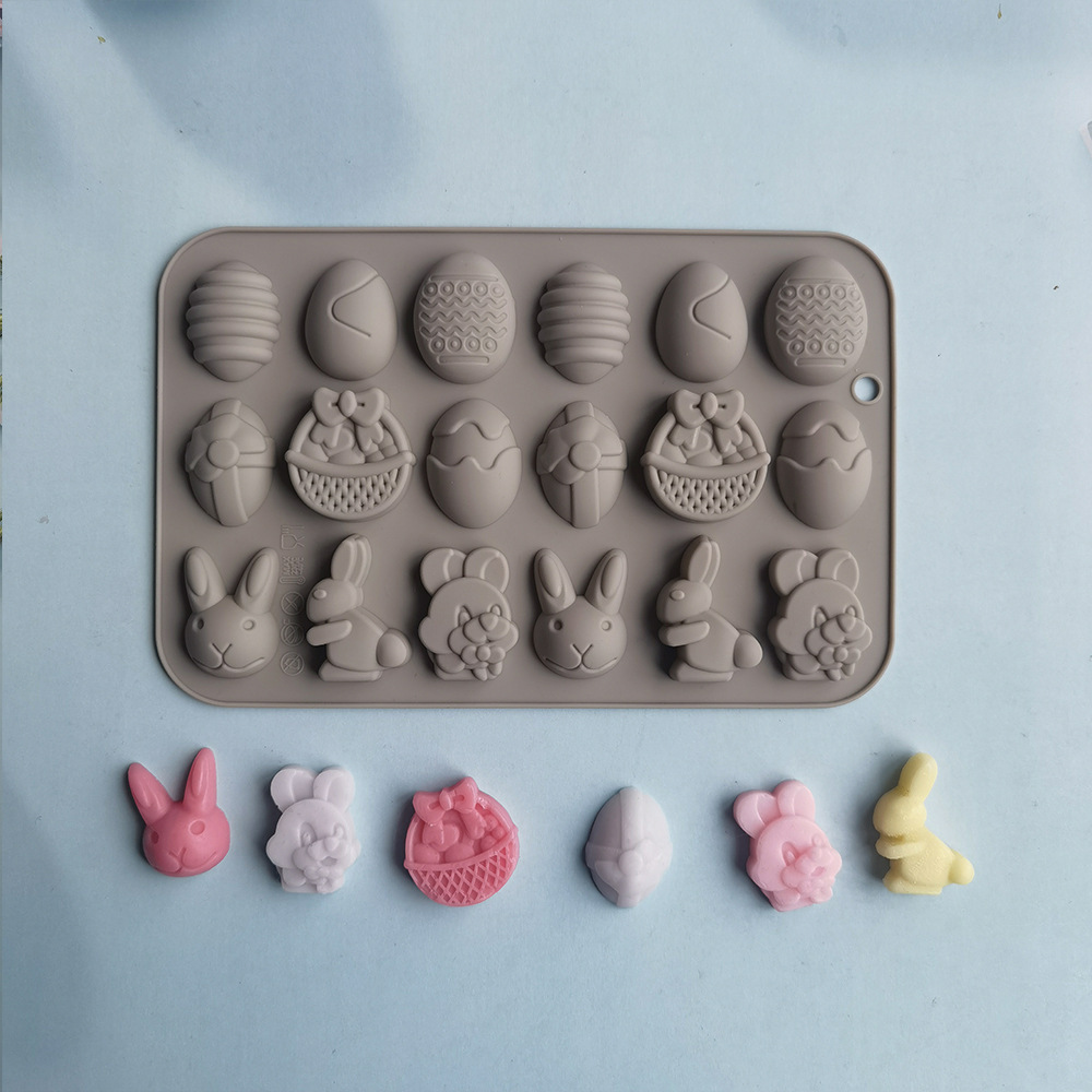 18 conejos de resurrección de huevo 185 molde de silicona pastel helado pudín molde de postre jabón utensilios de cocina