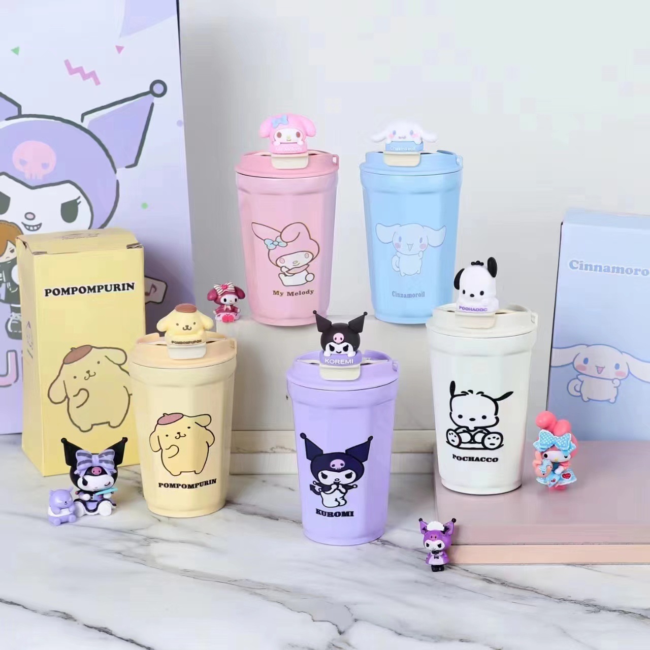 Taza Termo transfronteriza de acero inoxidable 304 para niñas pequeñas y niños, taza Sanrio, taza de café, taza de agua para estudiantes, taza para beber