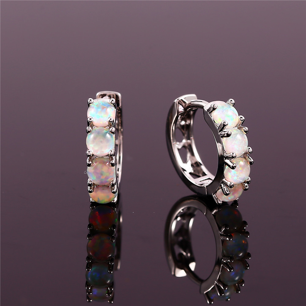 Platinum Blue Opal Clip Earrings With Four Round Stones_voghion.com