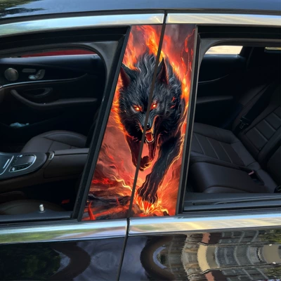 Car center pillar sticker A pillar: Body sticker - wolf-main-and-co-pilot-1-pair