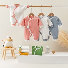 初生嬰兒衣服三層保暖夾絲男女寶寶連體衣新生兒爬服秋冬季蝴蝶衣