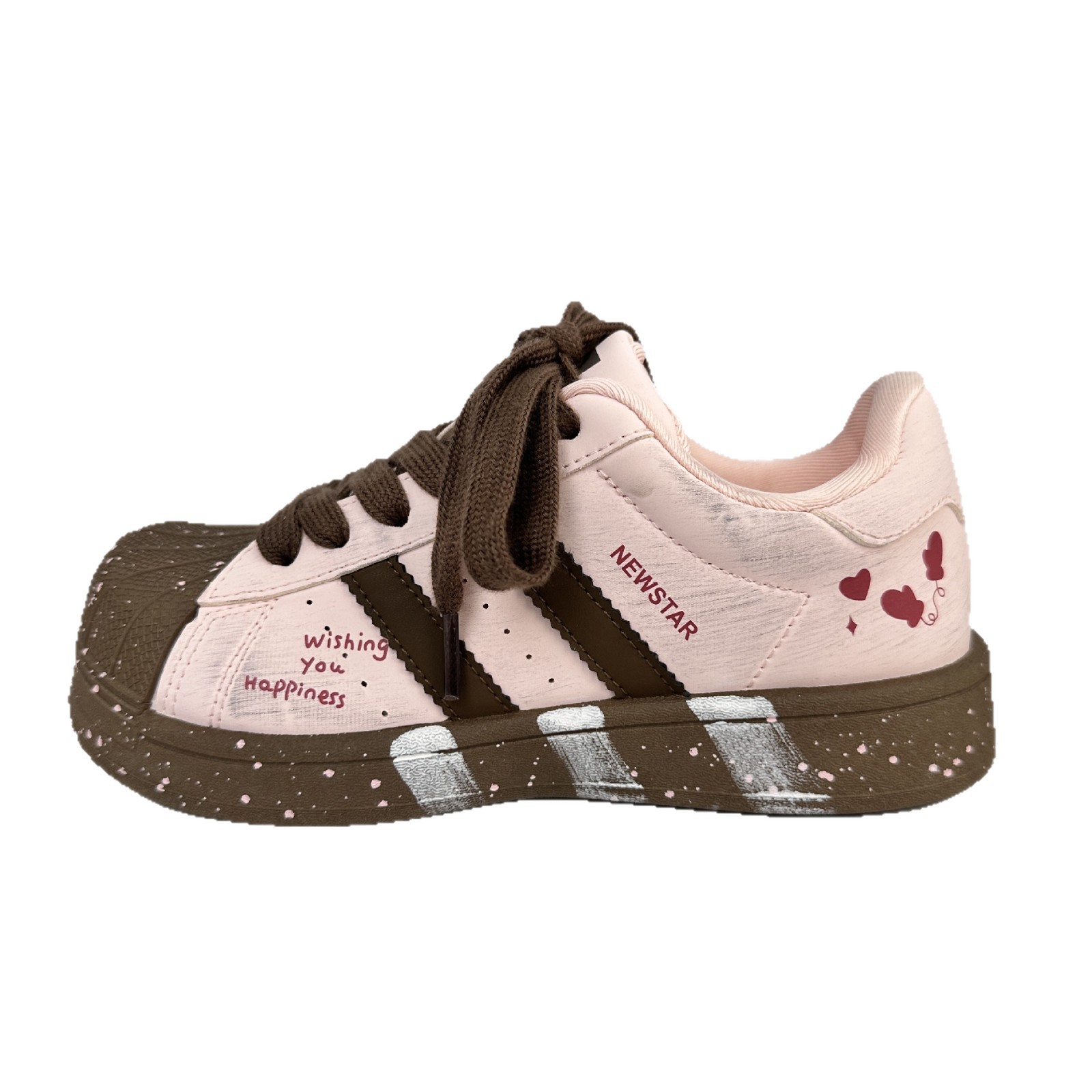 Yuanbo primavera y otoño zapatos blancos de suela gruesa para mujeres 2025 nuevos zapatos casuales coreanos zapatos de skate conchas de cabeza zapatos de pan