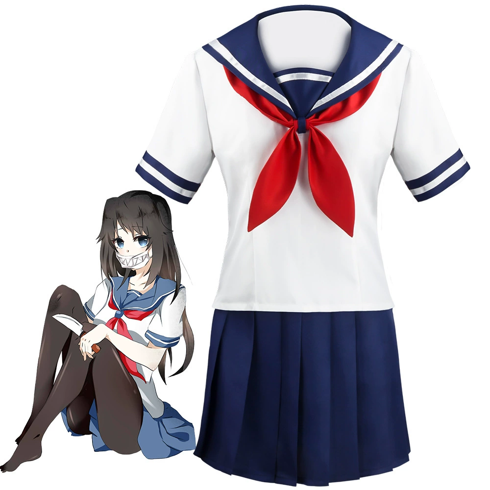 Сержант школьной формы моряка (Yandere Simulator Ai Shi Ayano) JK школьная униформа в колледжном стиле косплей — топ+юбка+бант, женский