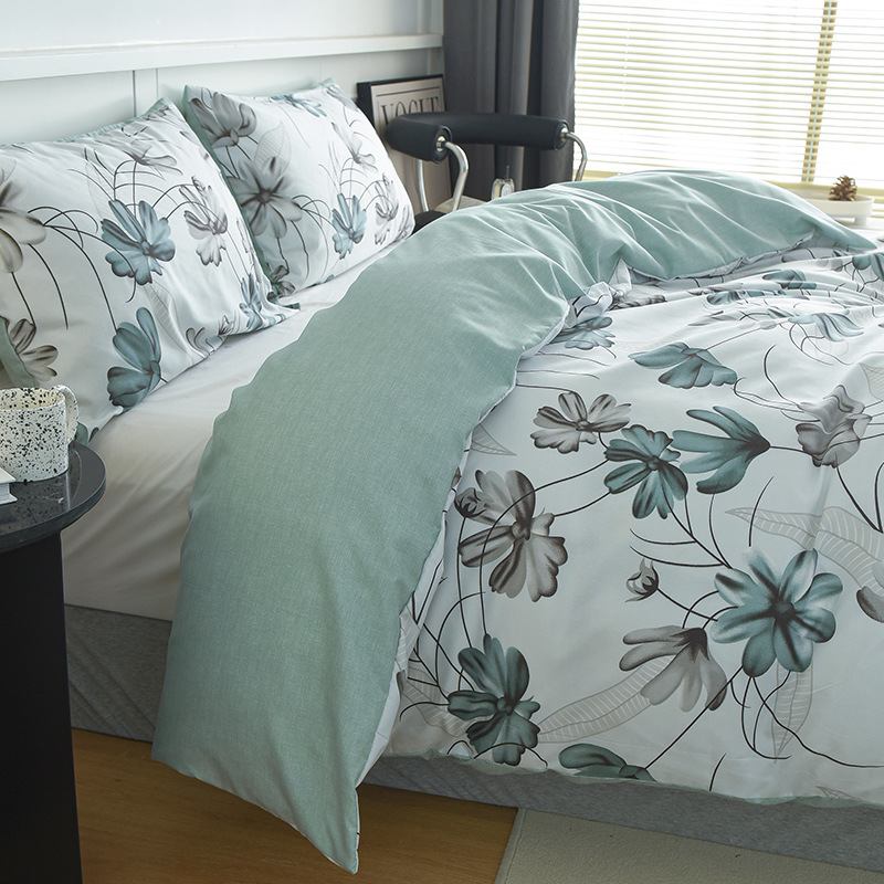 跨境家纺亚马逊速卖通ebay磨毛花朵印花被套枕套三件套DuvetCover