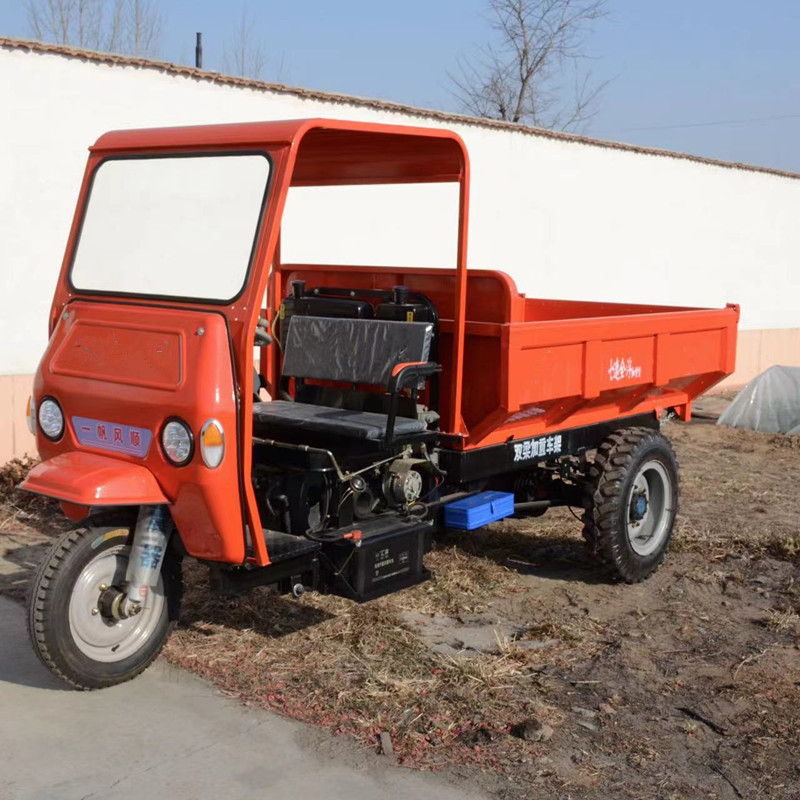 简易棚手把式工地U型车斗矿用车加厚钢板农用载重王柴油三轮车