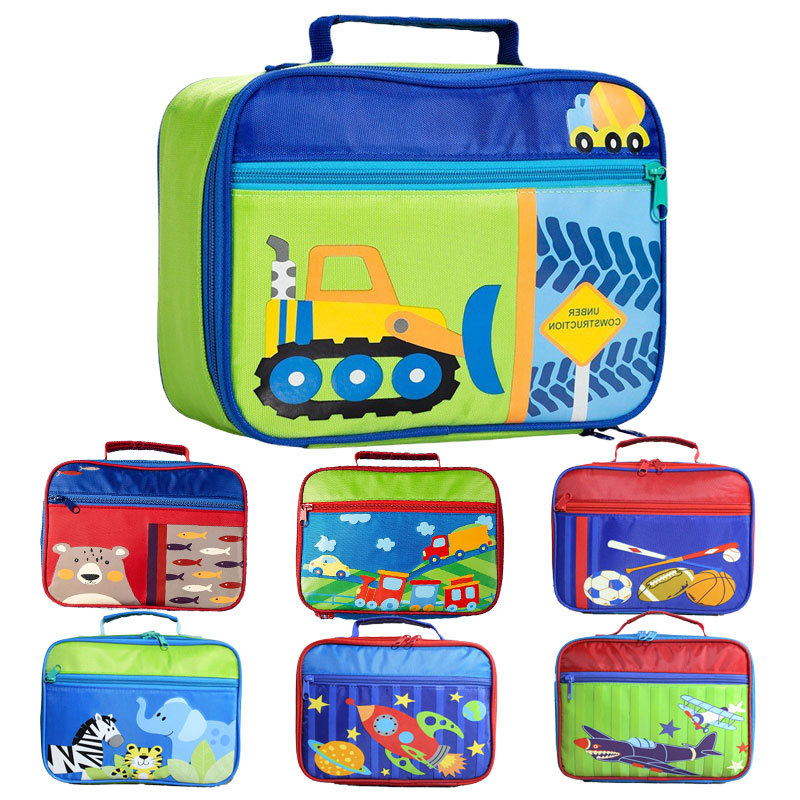 Children's Oxford Cloth Cartoon Printed Satchel Lunch Box Bag for Students with Meals, Environmentally Friendly Lunch Bag, Waterproof Small Bag