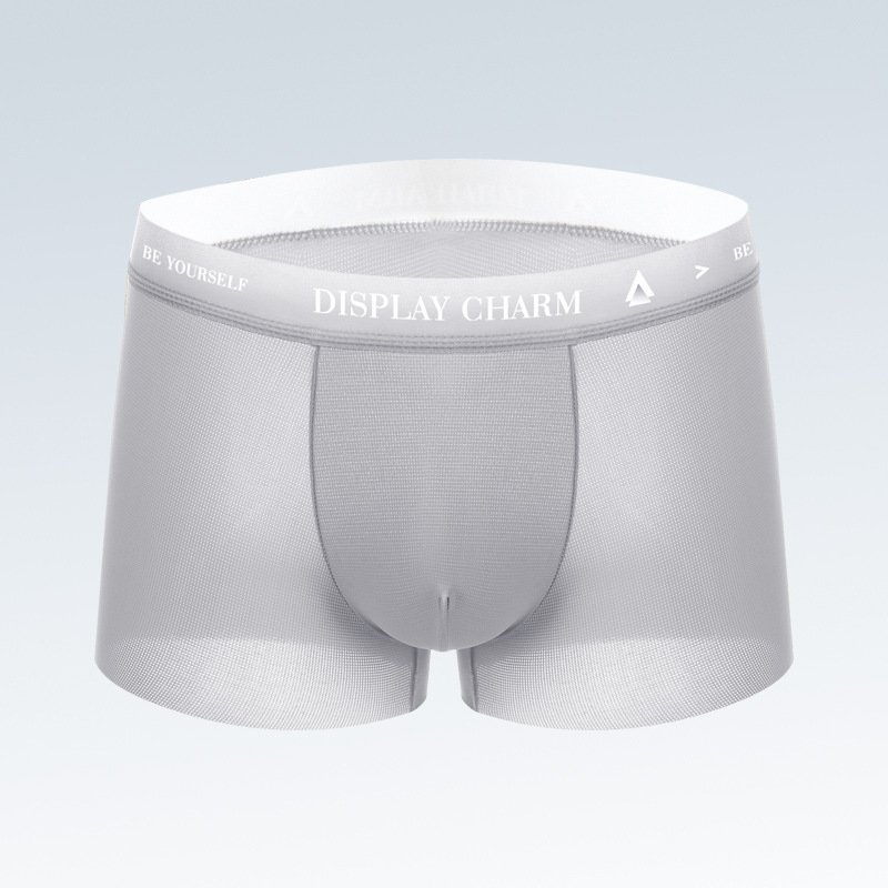 Ropa interior pantalones cortos de cuatro esquinas para hombres transpirables y antibacterianos de verano para hombres pantalones de gran tamaño sin costuras bragas de seda de hielo para hombres