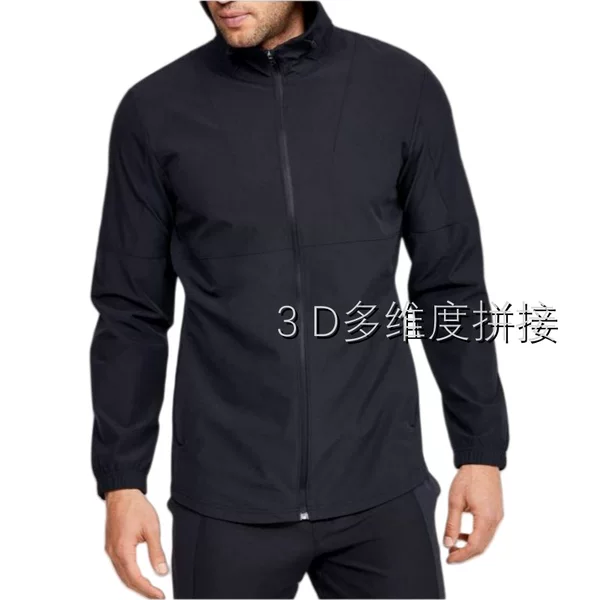 Men's Sports Casual Windbreaker Spring Patchwork Jacket Hooded Zipper Reinforced Top Outdoor Breathable Windproof