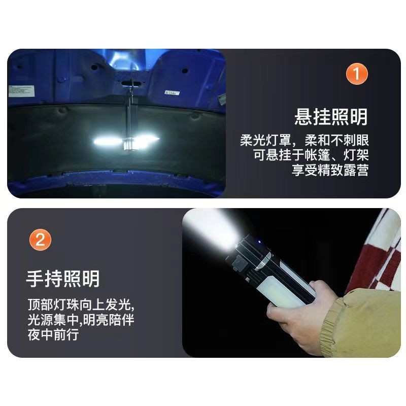 Luz multifuncional para acampar al aire libre, batería de larga duración, luz para tienda de campaña, luz portátil recargable por USB para acampar, linterna, súper brillante para el trabajo