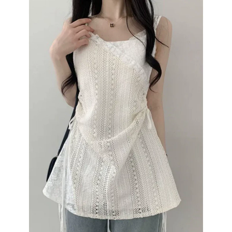 Корейская версия Chic летняя иностранные шнуровка шнуровка с кружевной подтяжкой талии