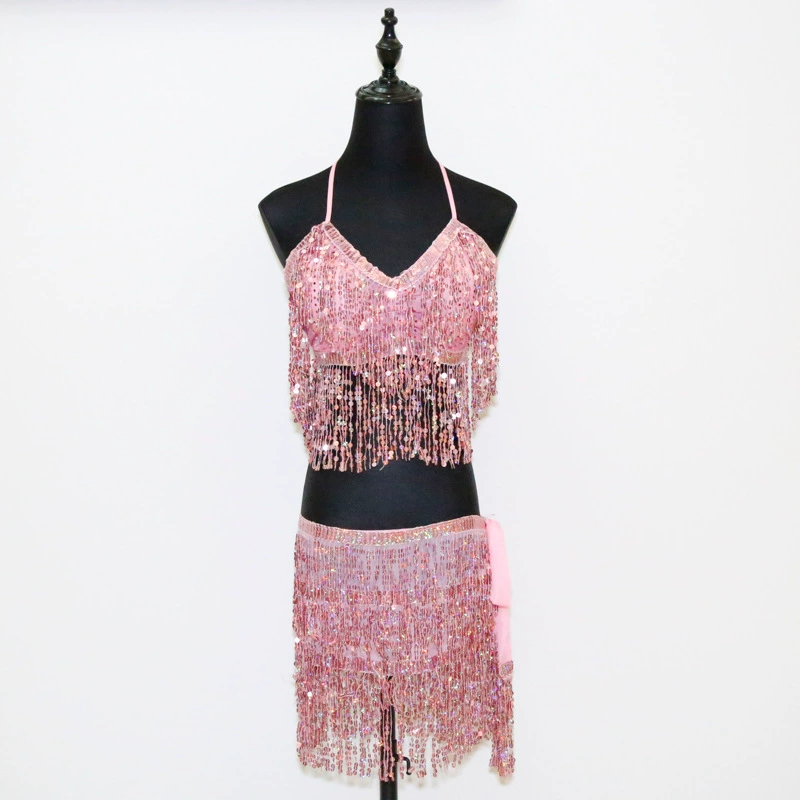 2023 новый стиль танец живота стол выступление индийский танец сексуальные блестки кисточка Одежда для взрослых Практика Костюм для начинающих