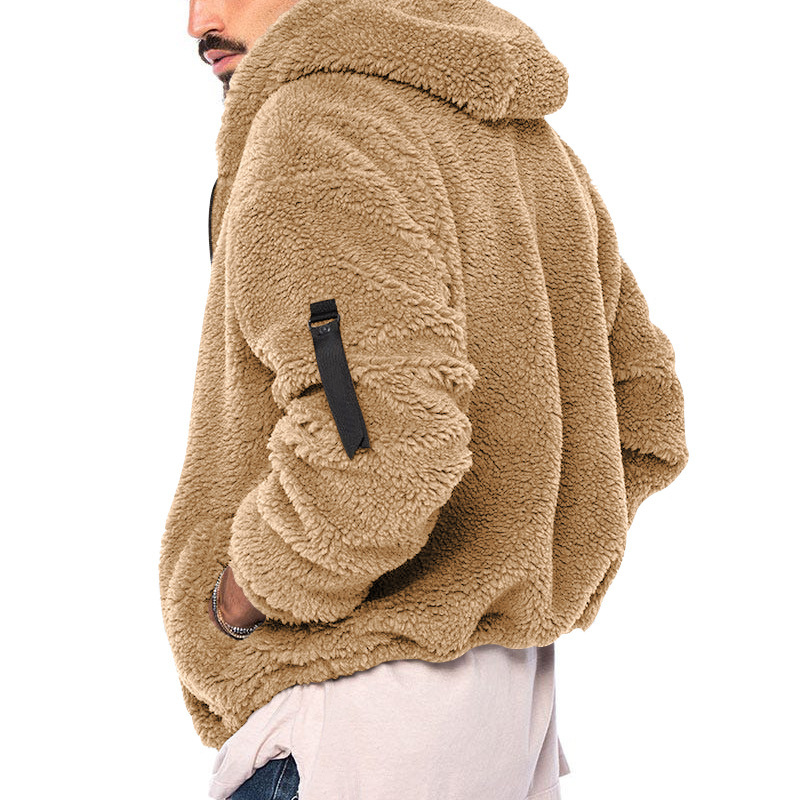 Men's Hooded Jacket Double Sided Arctic Velvet Warm Autumn Winter_voghion.com