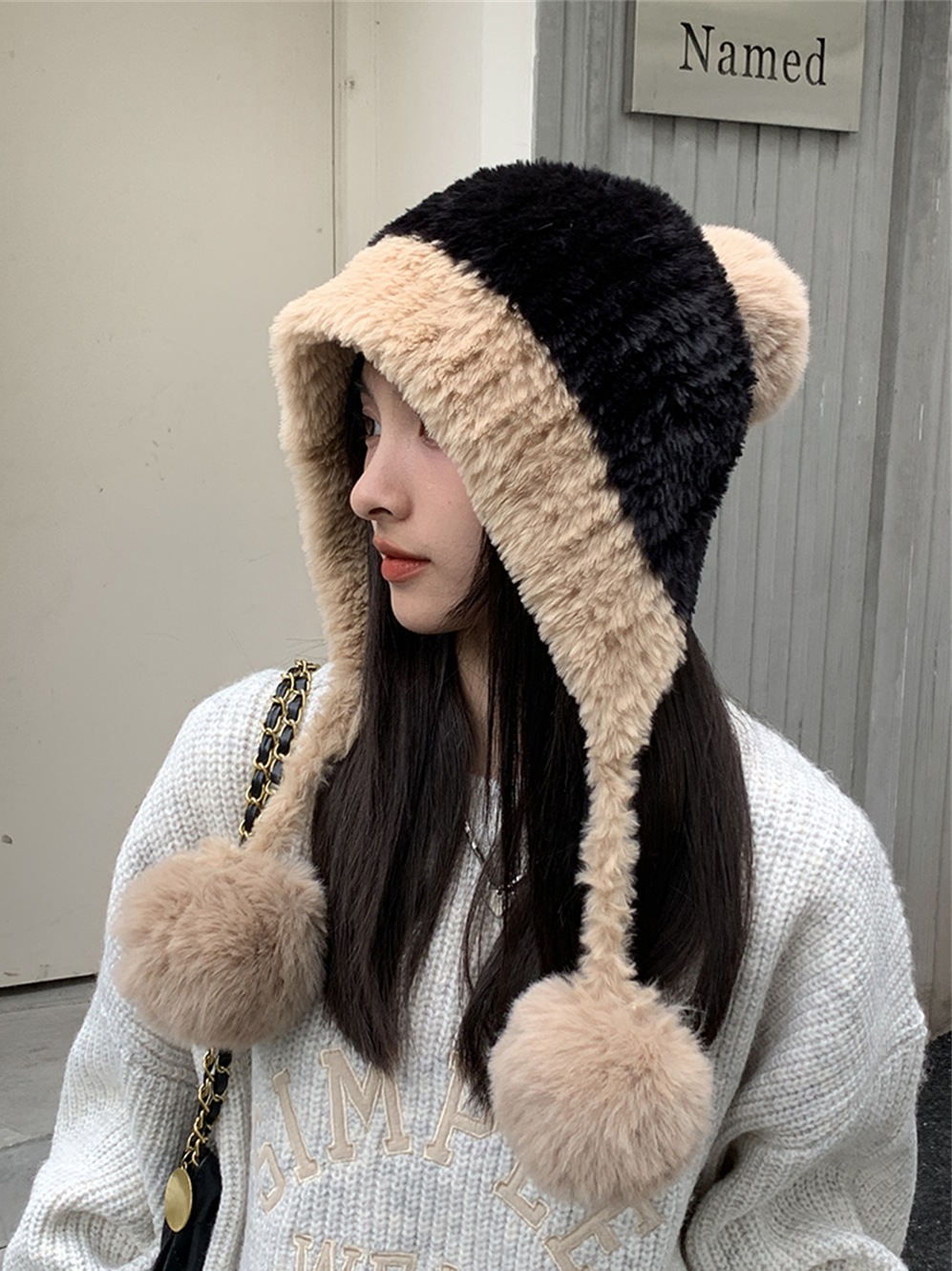 Peluche Lei Feng pour enfants, nouveau style automne-hiver, avec boule de fil suspendue épaissie en peluche ajoutée pour plus de chaleur et d'oreille_voghion.com