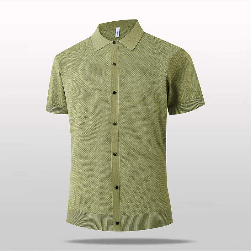 Polo camiseta de punto camiseta de manga corta hombre cardigán botón viejo viento de hielo camiseta de verano fábrica transfronteriza al por mayor