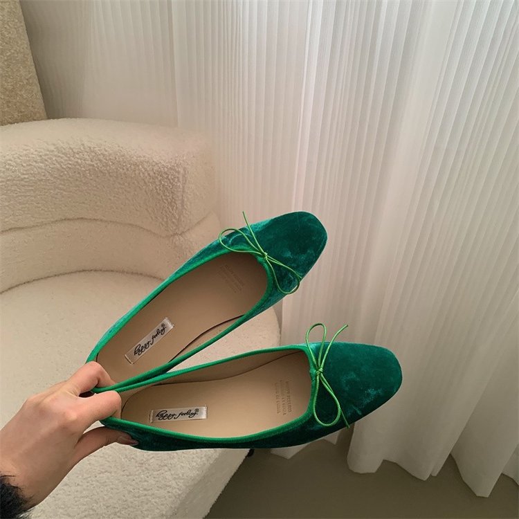 Women's Bow Solid Color French Flat Low-cut Shoes