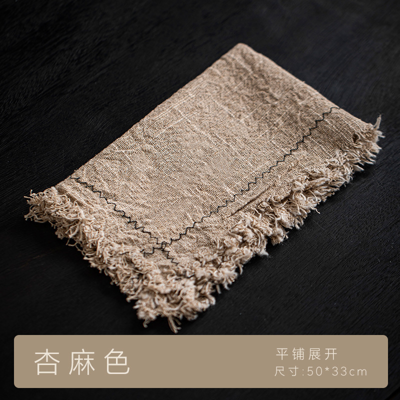 亚麻餐垫布小众复古简约流苏隔热高级感西餐垫美食摆拍桌布餐巾布|undefined