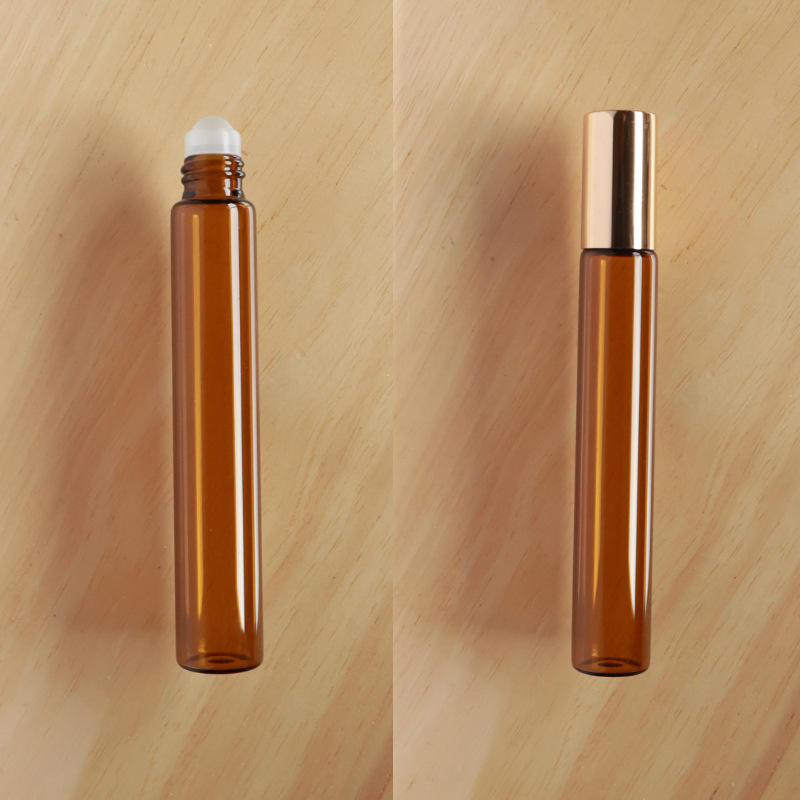 Botella roll-on para aceites esenciales cosméticos, botella marrón para aceites esenciales, botella transparente para reactivos, botella roll-on de vidrio, botella de perfume ámbar.
