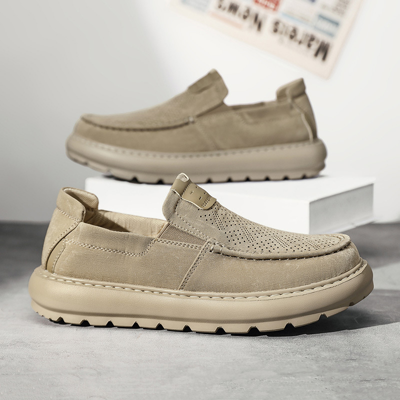 Cross-Border New Model 2026 Summer Fashion Breathable Slip-On Casual Shoes, Thin Perforated Design, Comfortable, Versatile, Lightweight Men's Shoes Cross-Border New Model 2026 Summer Fashion Breathable Slip-On Casual Shoes, Thin Perforated Design, Comfortable, Versatile, Lightweight Men's Shoes