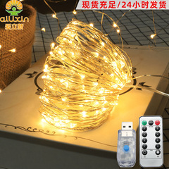 太陽能LED銅線燈串聖誕鮮花禮盒蛋糕裝飾USB遙控防水銅絲彩燈串